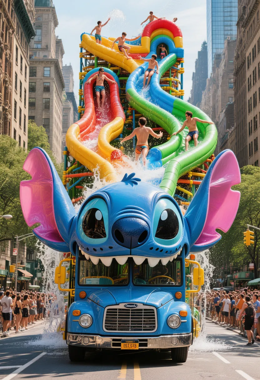 Water Slide Bus Parade